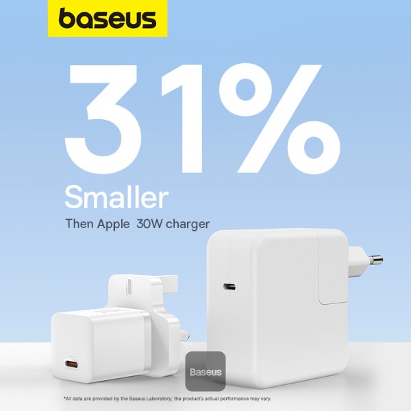 Baseus GaN5 1-Port USB-C 30W Fast Mini Wall Charger - Moon White