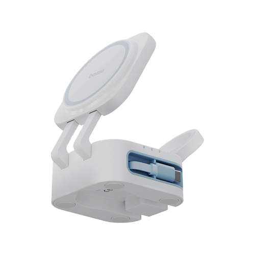 Bazic GoMag Station Mini 3 in 1 Foldable Magnetic Wireless Charger With Apple Watch & Airpods Charging - White