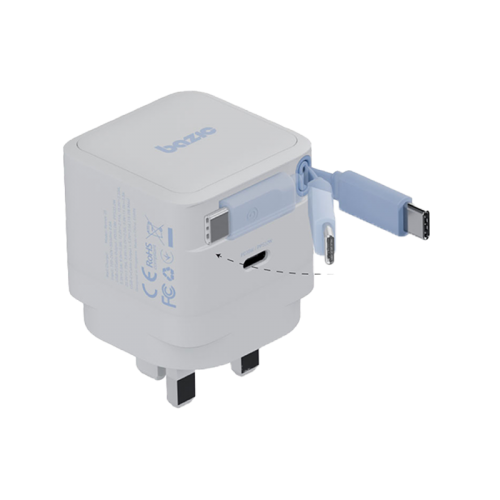 Bazic GoPort Retrek 1-Port USB-C & Built-In USB-C Cable 35W GaN - White