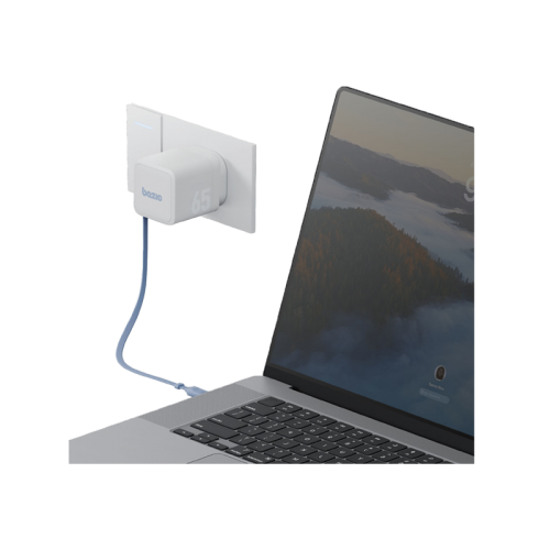 Bazic GoPort Retrek 1-Port USB-C & Built-In USB-C Cable 65W GaN - White