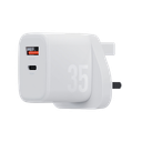 Bazic GoPort Velox 1-Port USB-C and 1- Port USB-A 35W PD Wall Charger - White