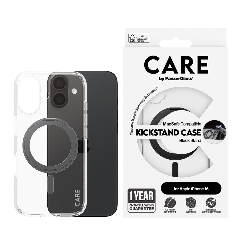 CARE by PanzerGlass® Case Feature Black Kickstand & MagSafe iPhone '24 6.1"