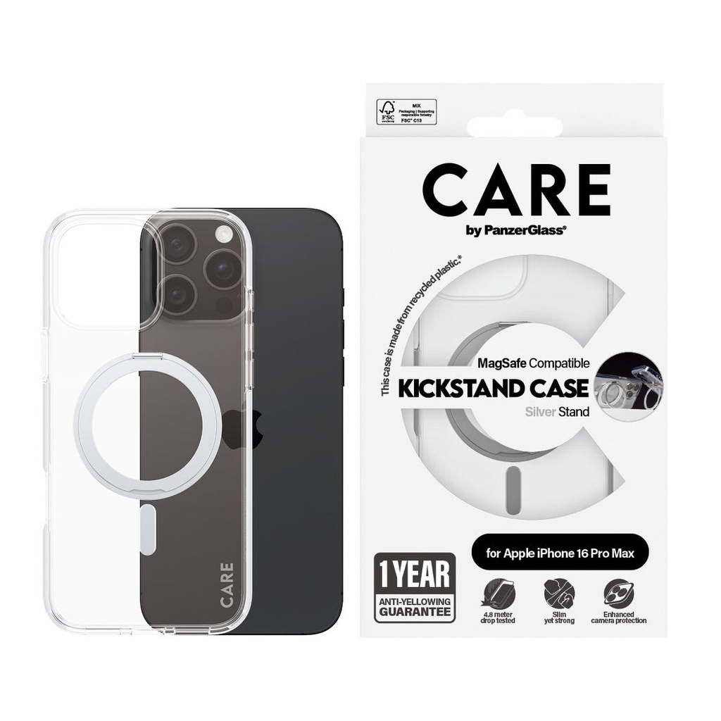CARE by PanzerGlass® Case Feature Silver Kickstand & MagSafe iPhone '24 6.9" Pro