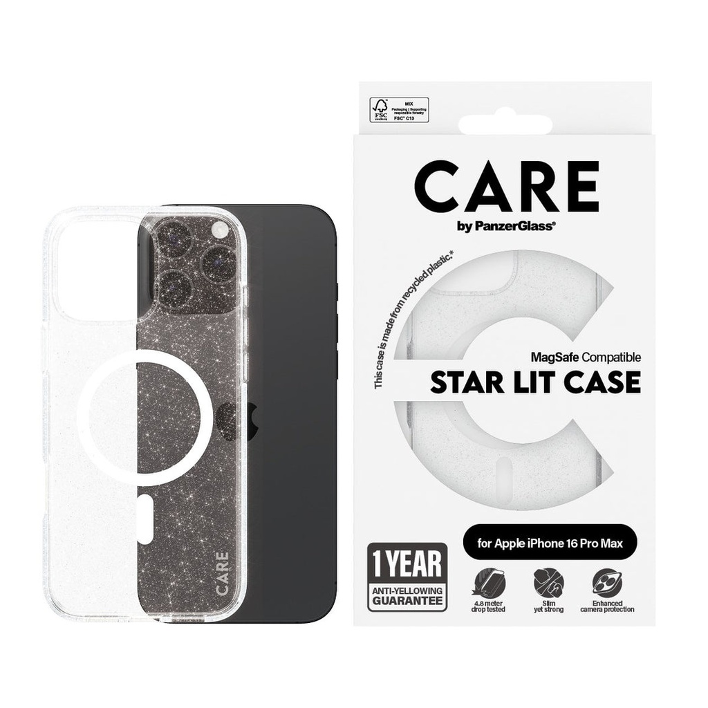 CARE by PanzerGlass® Case Flagship Star Lit w. White MagSafe iPhone '24 6.9" Pro