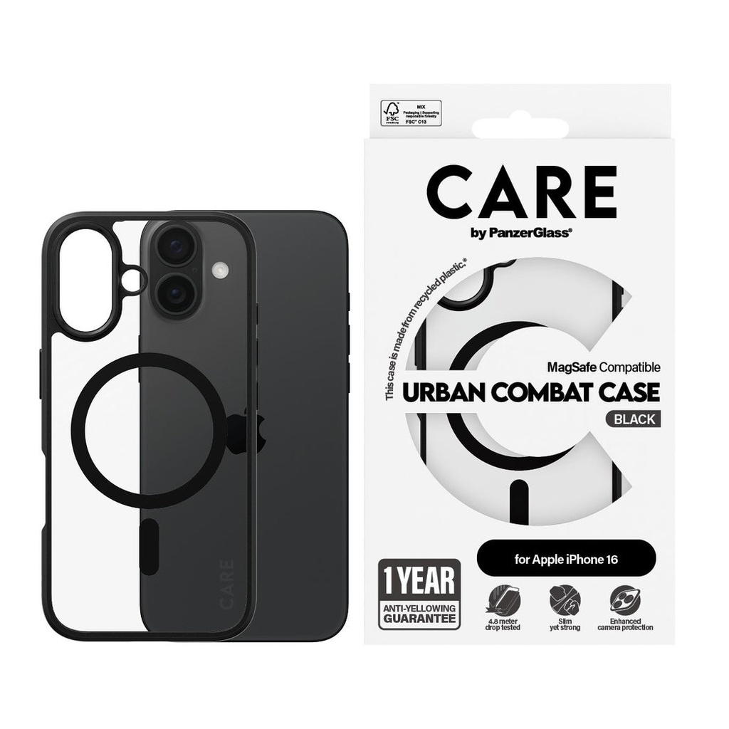 CARE by PanzerGlass® Case Flagship Urban Combat Black MagSafe iPhone '24 6.1"