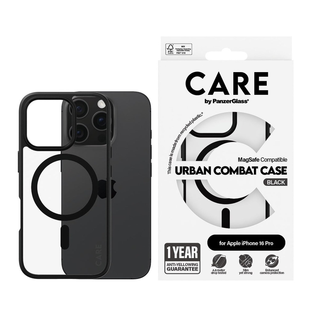 CARE by PanzerGlass® Case Flagship Urban Combat Black MagSafe iPhone '24 6.3" Pro