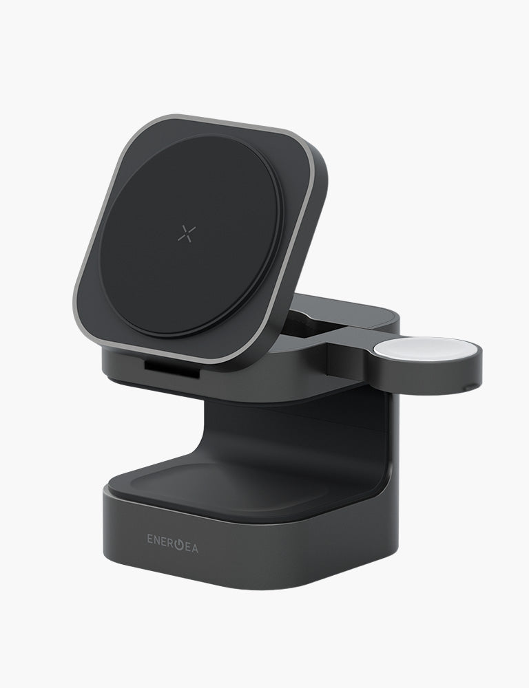 Energea MagCube 3 IN 1 Foldable Magsafe Fast Wireless Charger - Gunmetal
