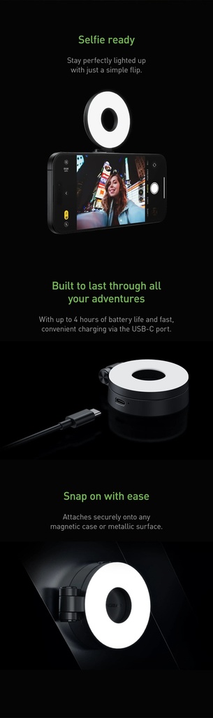 Energea MagLight MagSafe Lighting With Three Tone Modes Selection – Black