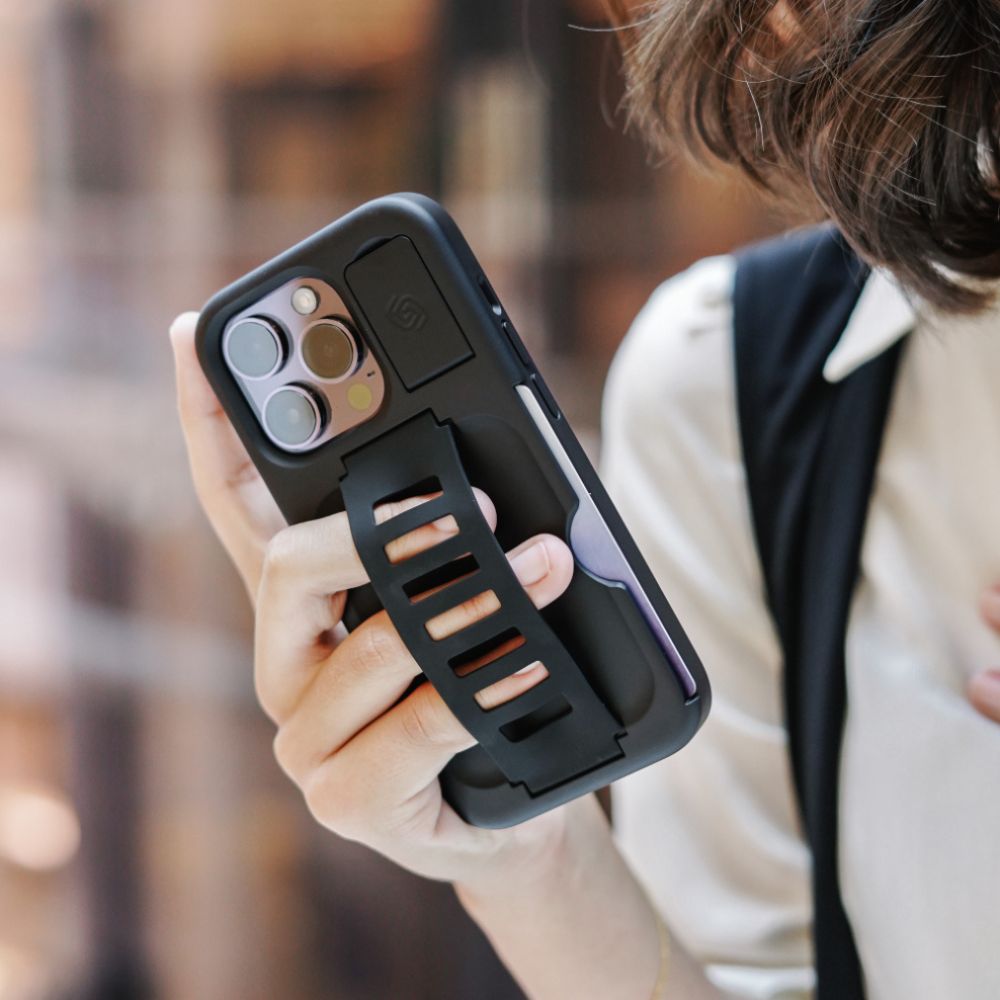 Grip2u Boss Case Kickstand"with Wallet for iPhone 14 Pro (Charcoal)