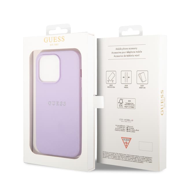 Guess PU Saffiano Hard Case for iPhone 14 Pro Max (6.7") - Purple