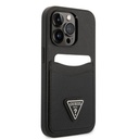 Guess Saffiano Double Card Hard Case for iPhone 14 Pro (6.1") - Black