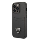 Guess Saffiano Double Card Hard Case for iPhone 14 Pro (6.1") - Black