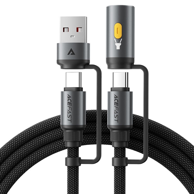 J5 multi-function charging data cable USB-A+ USB- C+ LED light