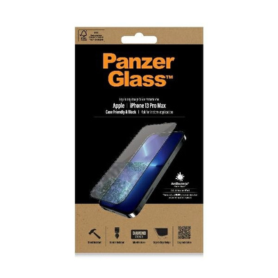 PanzerGlass E2E Microfracture antibacterial glass for iPhone 13 Pro Max - with black frame