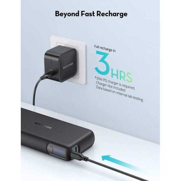 RAVPOWER PD PIONEER 2000MAH 60W 2 PORT POWER BANK 