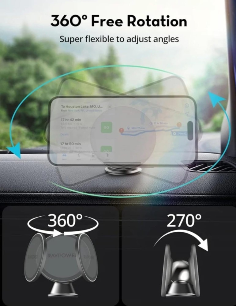 RAVPower 360 Magnetic Car Phone Mount - Black - F5AA