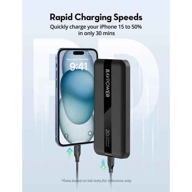 RAVPower RP-PB236 PD Pioneer 20W 3-Port 10000mAh Power Bank Black