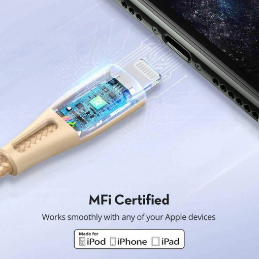 Ravpower Nylon Braided Type-C to Lightning Cable 0.3M - Gold