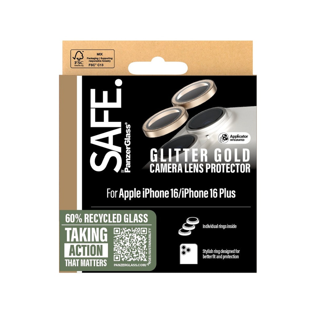 SAFE. by PanzerGlass® Camera Lens Protector Glitter Gold iPhone '24 6.1" | 6.7"