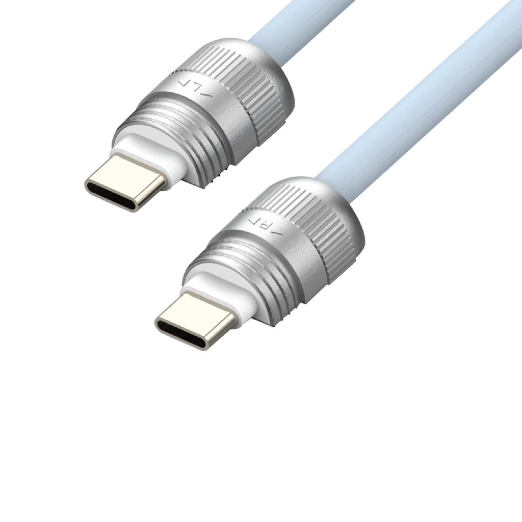 SIA Power Link Soft Rubber Type C - Type C Lanyard Cable 60W 1.2M - Light Blue