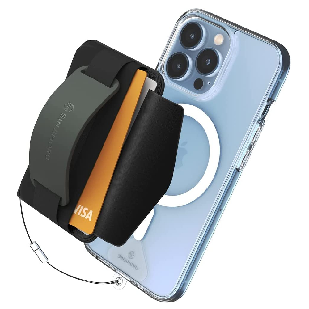 SINIMORU M-B GRIP 3 IN 1 MAGSAFE WALLET GRIP STAND OLIVE GREY