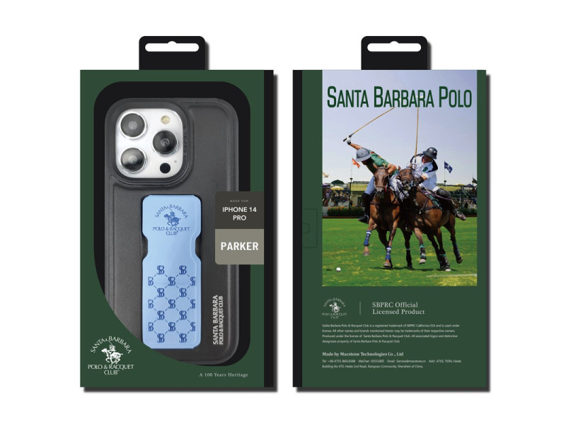 Santa Barbara Polo Parker Magnetic Bracket Genuine Santa Barbara Leather Case  iPhone14 Pro-Blue