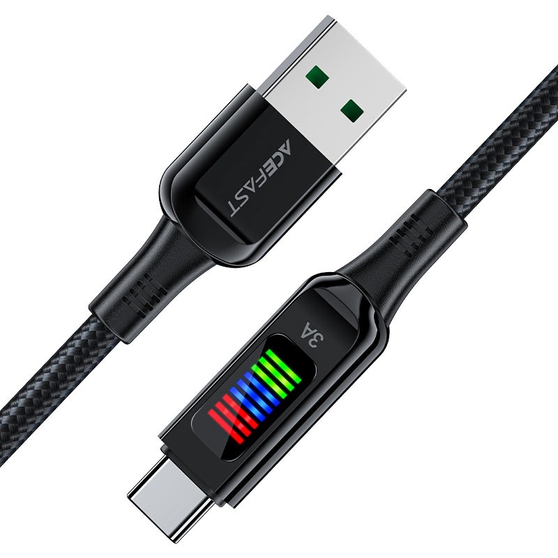 AceFast9 C7-04 USB-A to USB-C zinc alloy charging data cable with display