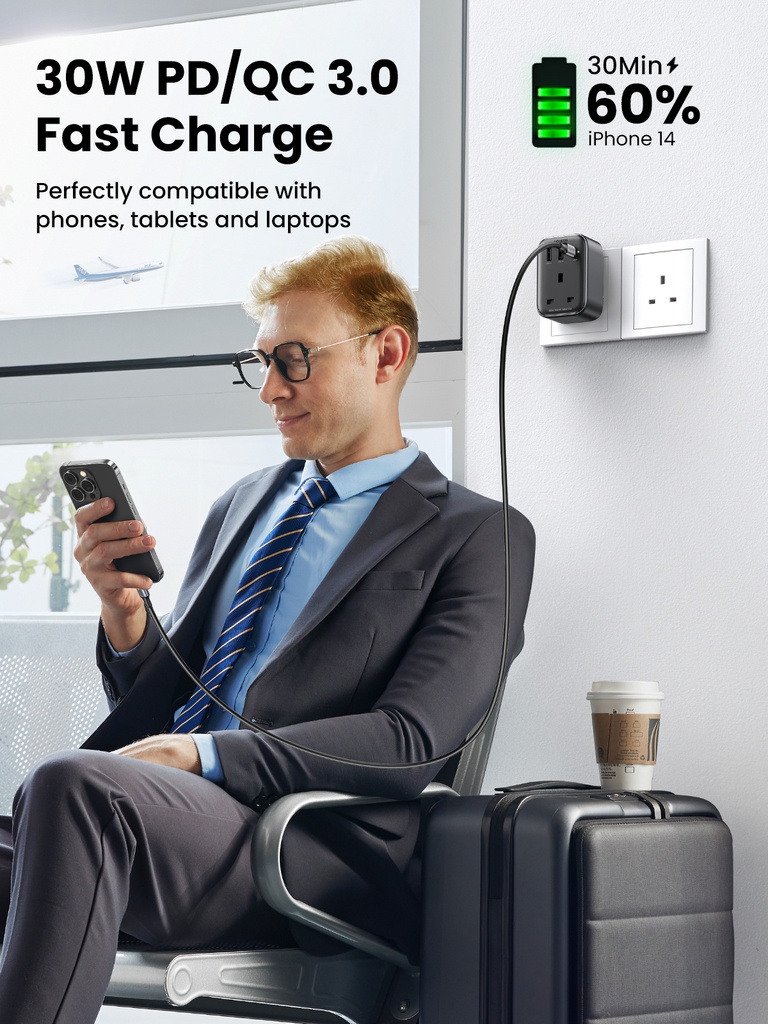 UGREEN 30W Outlet Extender UK (2A1C)CD314