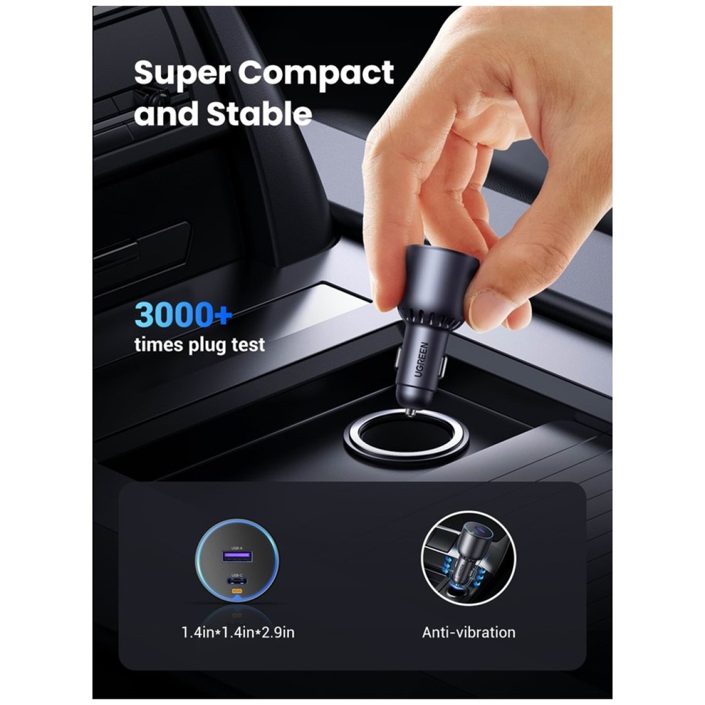 UGREEN 63W 2-Port Fast Car Charger