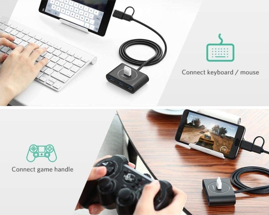 UGREEN USB 3.0 HUB with USB-C port 1m (Black)