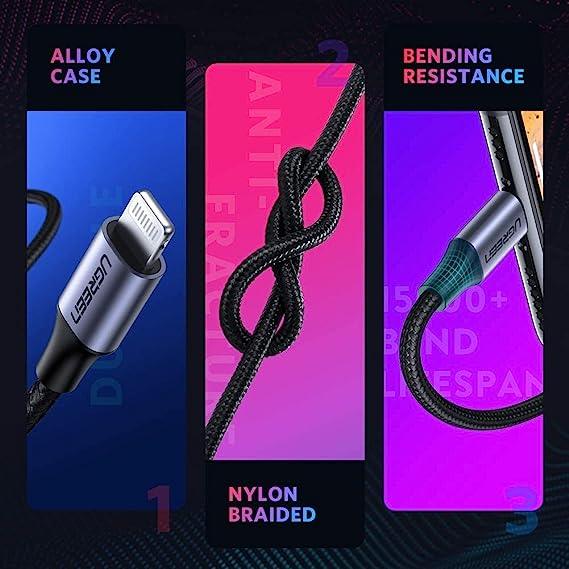 UGREEN USB-C to Lightning M/M Cable Aluminum Shell Braided 1m (Black)US304