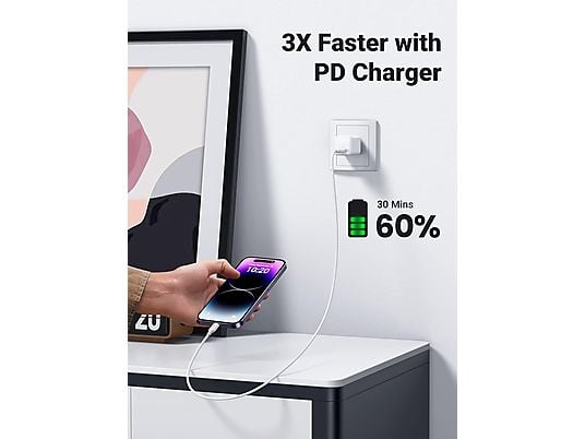 UGREEN USB-C to Lightning M/M Cable Rubber Shell 2m (White)US171