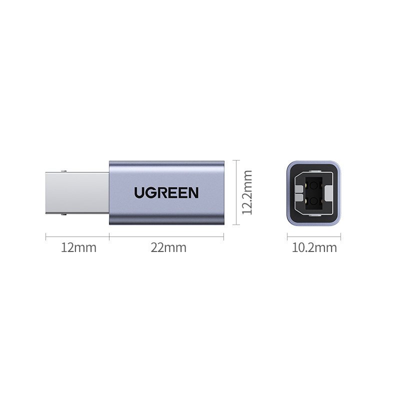 UGREEN USB2.0 USB-C/F to USB2.0 B/M Adapter Aluminum Case US382