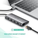 Ugreen USB C Hub 8in 1 Type-C to HDMI +USB 3.0*3 +PD power Converter - Grey