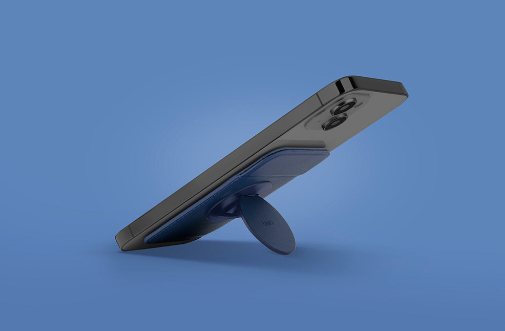 Uniq Flixa Magnetic Pop-Out Card Holder With Grip-Stand - Navy Blue