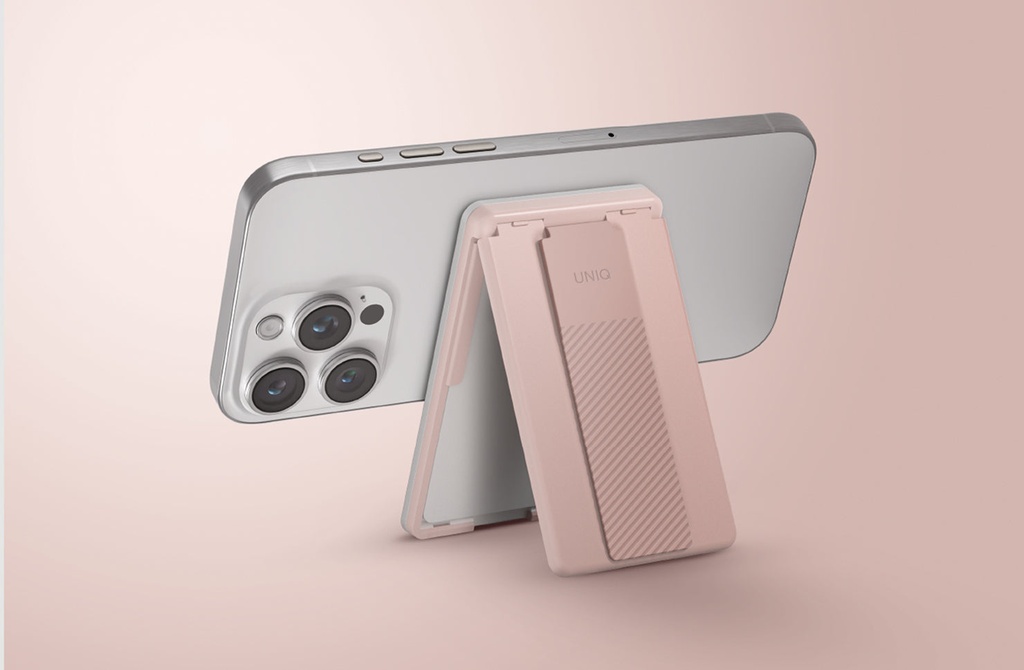 Uniq Heldro ID Magnetic Card Holder With Grip-Band and Stand - Chalk Grey