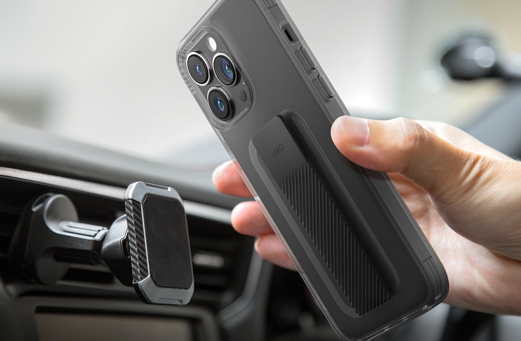 Uniq Hybrid Heldro Mount Series for iPhone 14 Pro clear - iridescent