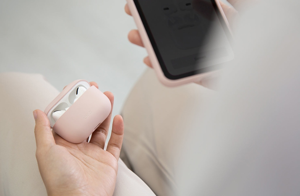 Uniq Hybrid Lino Liquid Silicon Case for Airpods Pro 2 - Blush Pink 