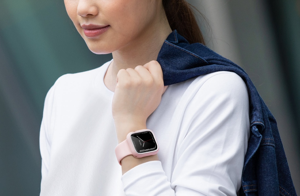 Uniq Moduo Case For Apple Watch With Interchangeable Bezel 45/44 mm - Pink/White 