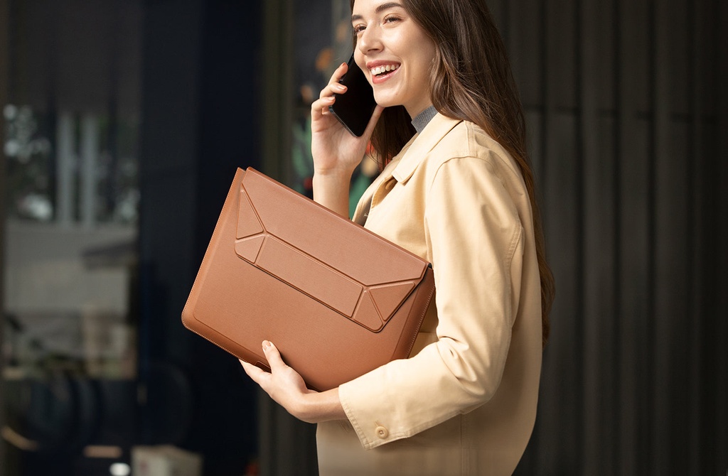 Uniq Oslo Laptop Sleeve With Foldable Stand (Up to 14") - Deep Mustard