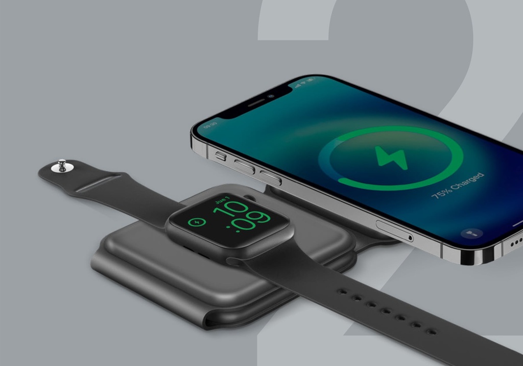 bazic gomag trio 3 in 1 foldable magnetic wireless charger grey