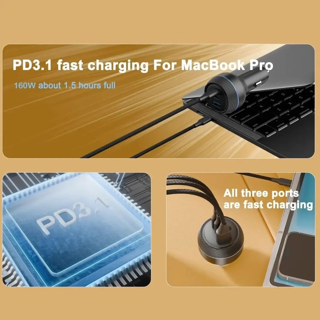 BRAVE 160W 3Port PD+QC Car Charger