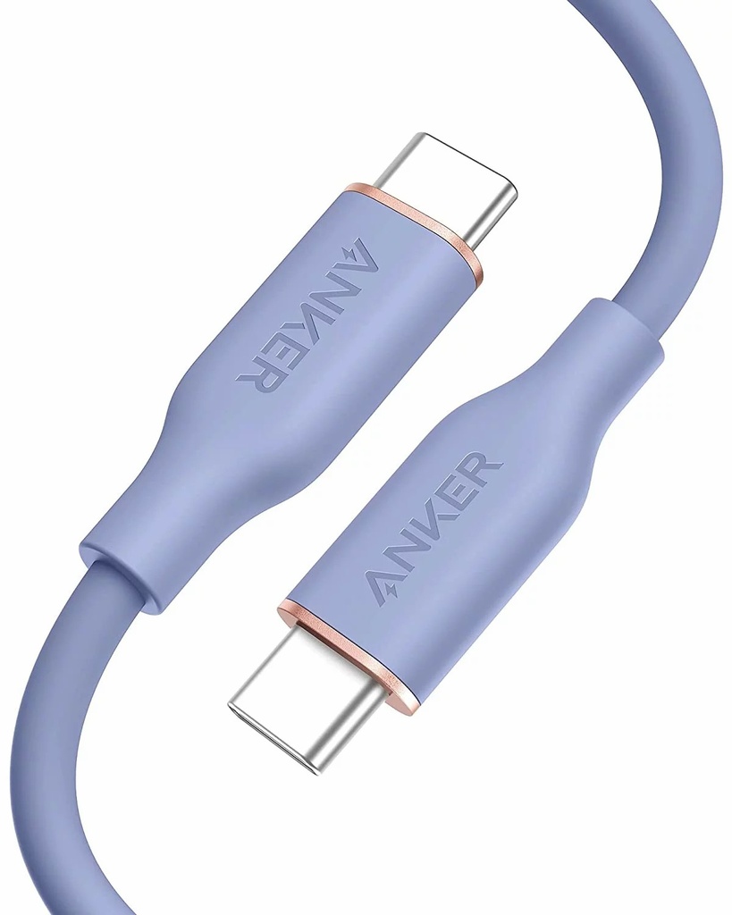كابل أنكر باورلاين III فلو USB-C إلى USB-C طول 6 أقدام 100 واط - بنفسجي