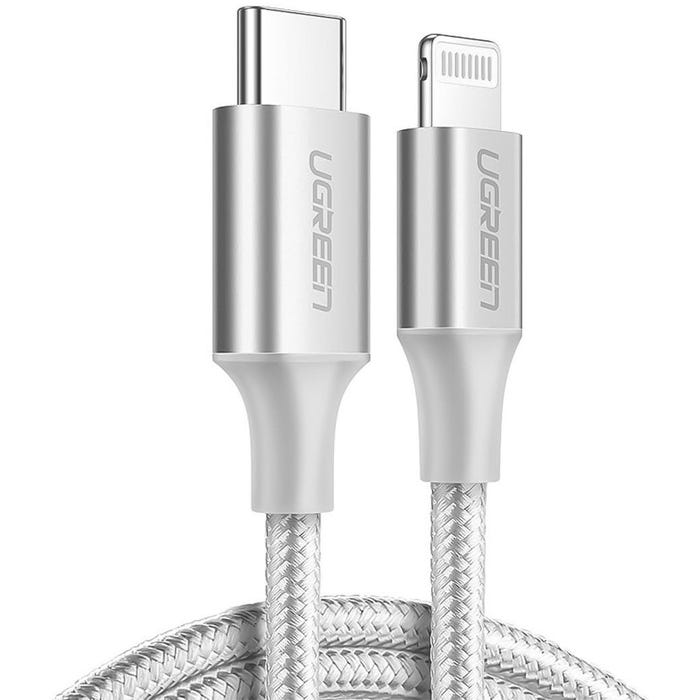 UGREEN USB-C to Lightning M/M Cable Aluminum Shell Braided 1m (Silver)US304