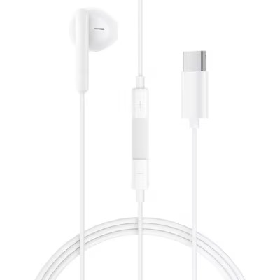 سماعة ACEFAST سلكية USB-C بأذن وحدة مع مايك، صوت واضح وتقليل ضوضاء – أبيض
