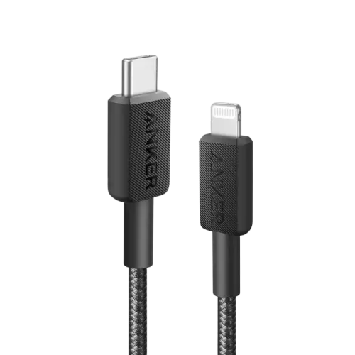 كابل أنكر 322 من USB-C إلى Lightning (مضفر بطول 90 مترًا) أسود