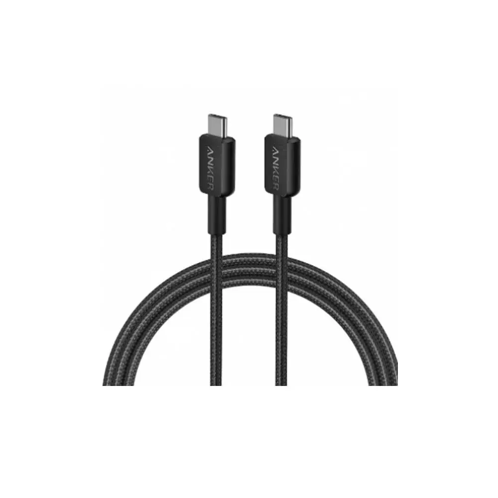 كابل أنكر 322 USB-C إلى USB-C (طول 6 أقدام، مضفر) أسود
