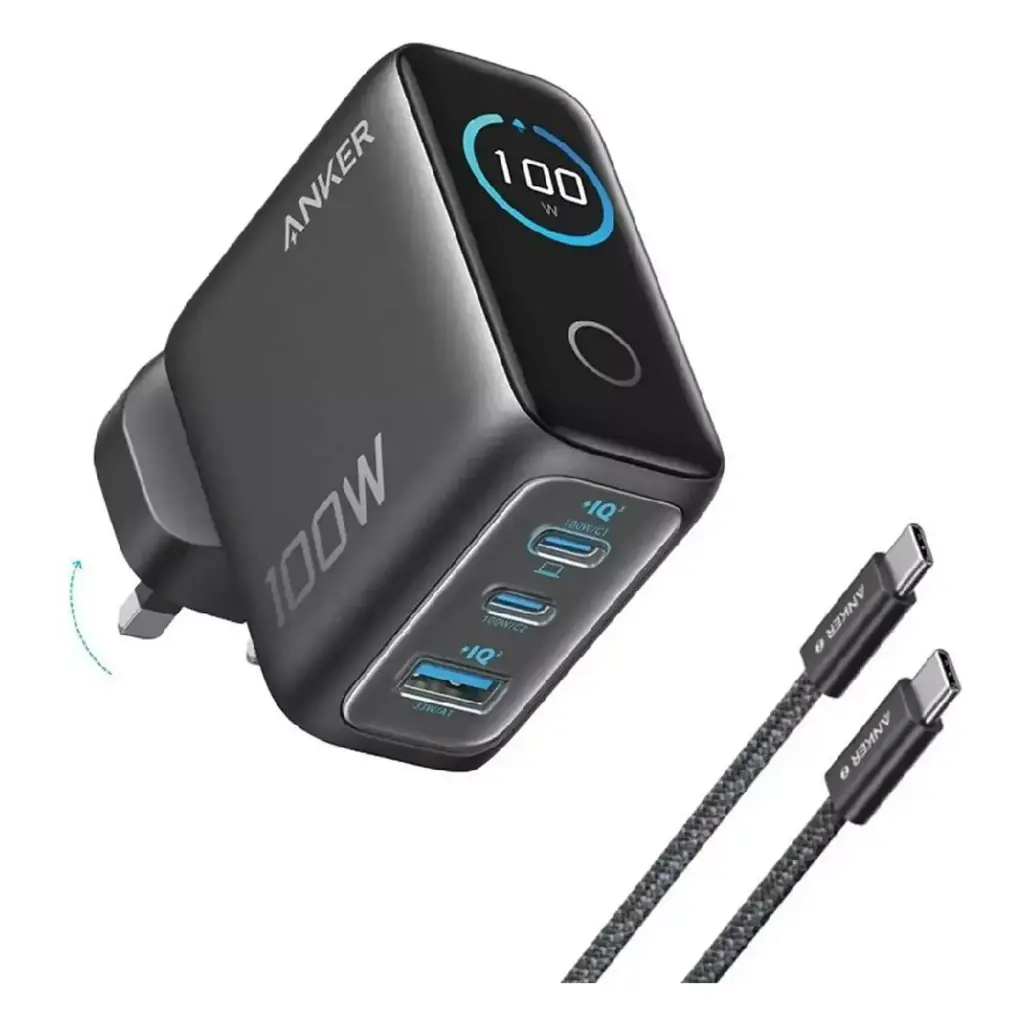  Anker Charger (100W, 3 Ports, Smart Display)