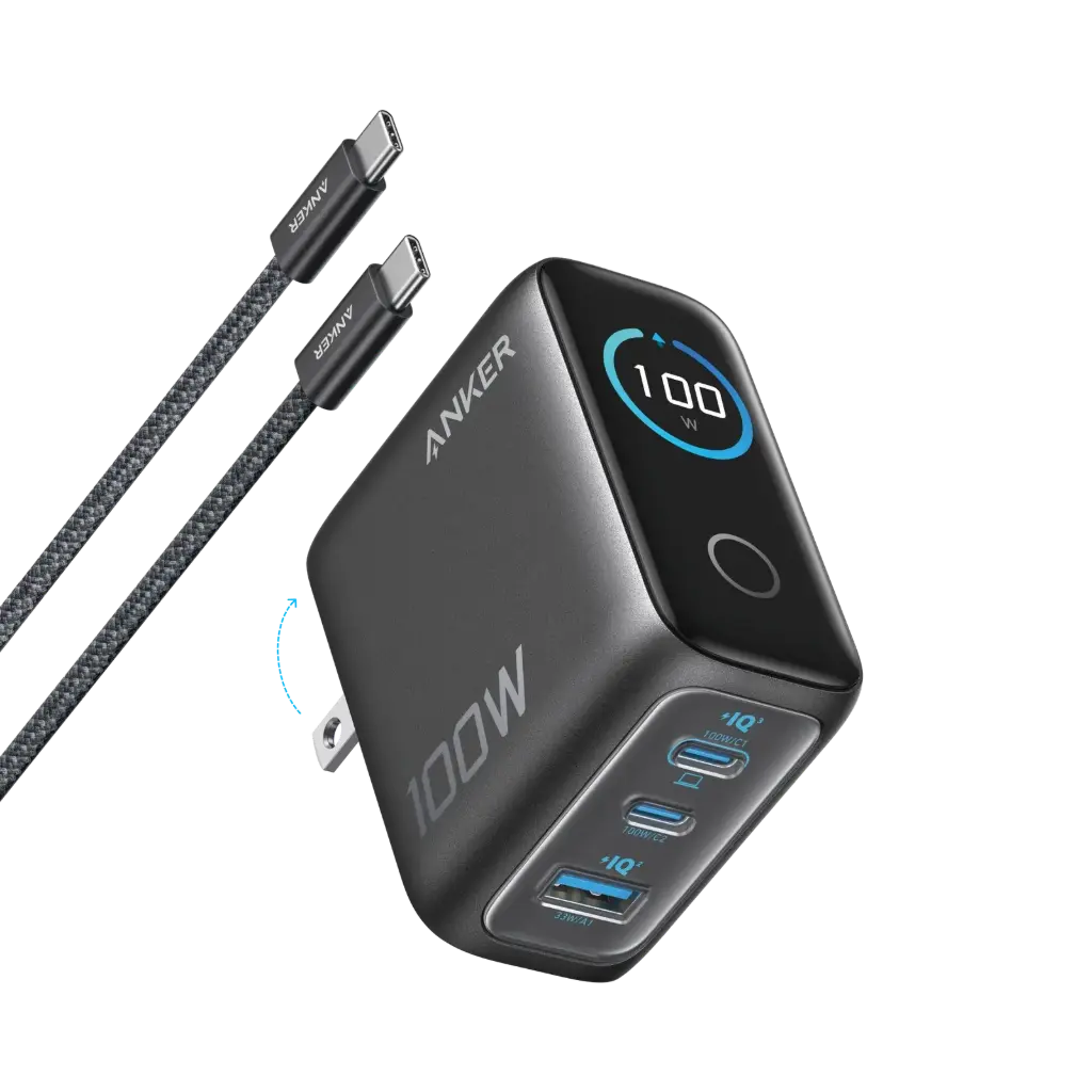  Anker Charger (100W, 3 Ports, Smart Display)