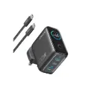 شاحن Anker GaN بقوة 140W بـ 4 منافذ (3 USB-C + 1 USB-A) رمادي غامق